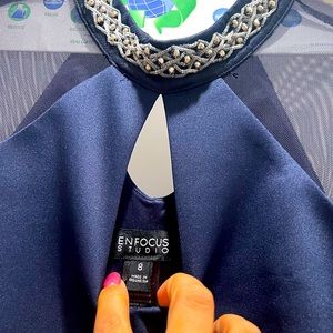enfocus studio,  navy blue dress with collar. Size 8
